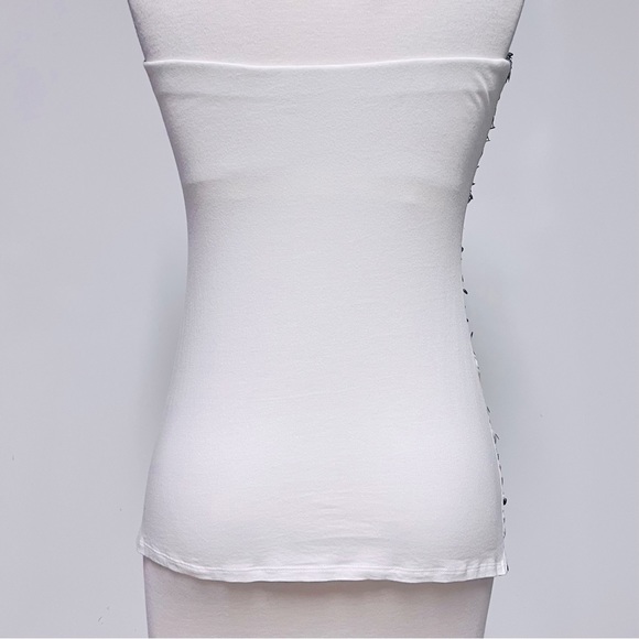 Express Sequin Ombré Strapless Tube Top SZ Medium Y2K Cream Cotton Modal Stretch - Picture 3 of 11